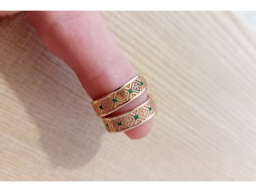 Обережное кольцо из золота Одолень трава и Цветок папоротника